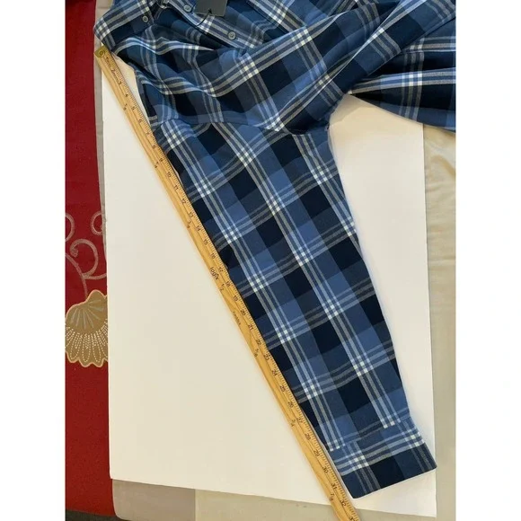 NEW Mizzen+Main City Flannel Shirt Men's XL Classic Denim Blue William Plaid - Picture 9 of 9